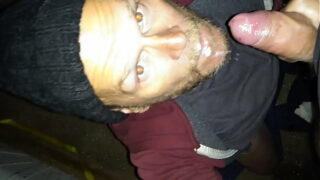 sucking Russian delivery guy in his truck first time