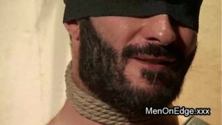 Bound blindfolded gay dick jerked off