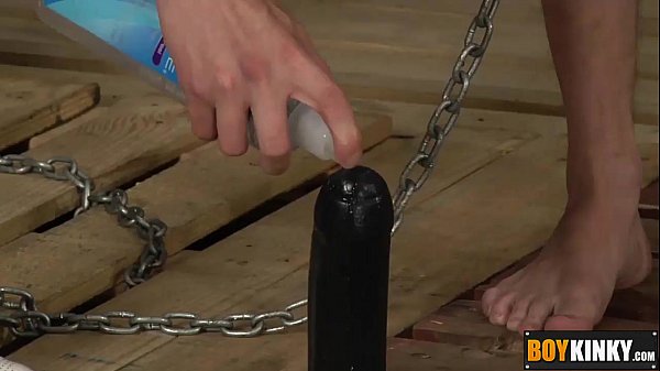 Slave toy Skyler toying with his ass and loving a huge dildo 7 min