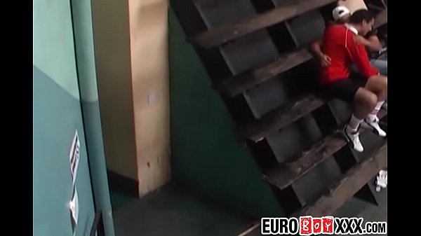 Young Euro voyeur fucks hard with jock teammates to cum