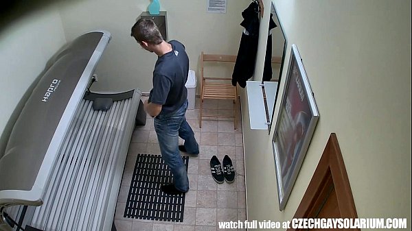 Young man secretly filmed in public solarium 7 min