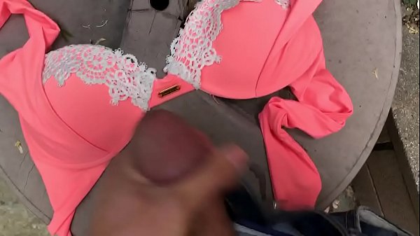 Cumshot on Sexy Beach Bunny Bikini Bra