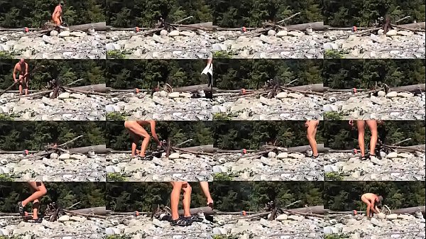 naked beach bum firing up