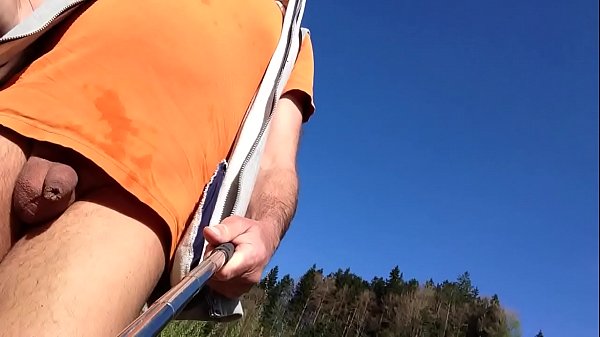 bottomless hiker with small uncut penis