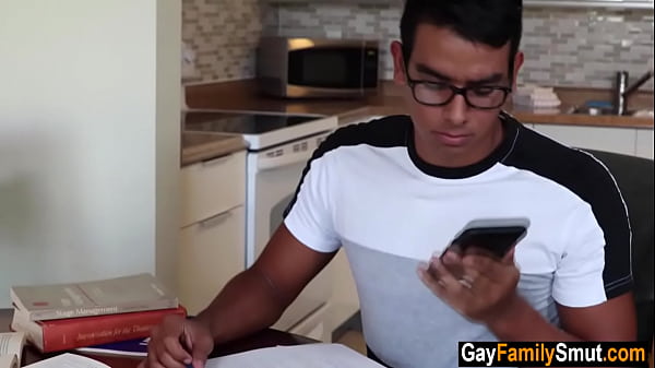 Evil step daddy comes to stepson’s bedroom for blowjob