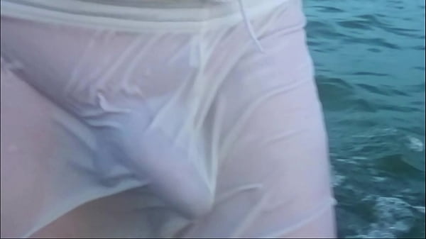 See Through Shorts at the Beach 2