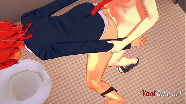 2 NekoBoys having sex in Toilet , handjob and anal with crempie